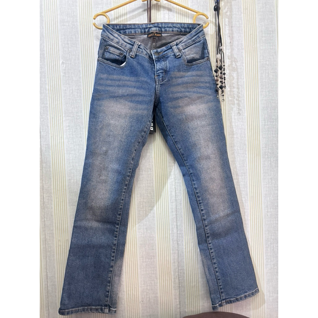 DUST Low Waisted Semi Bootcut Jeans | Low rise jeans y2k mid blue