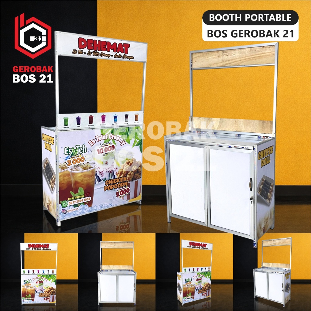 Meja Booth Portable Pintu Lipat Bisa COD Cocok Untuk Usaha Atau Jualan Minuman Dan Makanan Gerobak A