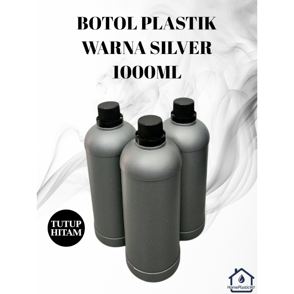BOTOL PLASTIK HDPE WARNA SILVER UKURAN 1000ML