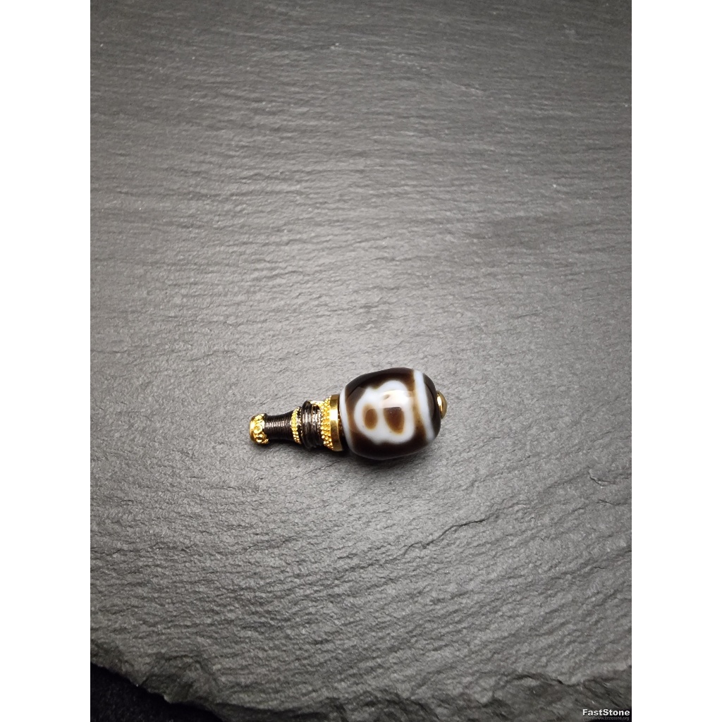 Bead Tasbih 3 Holes Buddha Head Dzi Dewa Rej Agate Stone Natural Tibet 28mm E2016