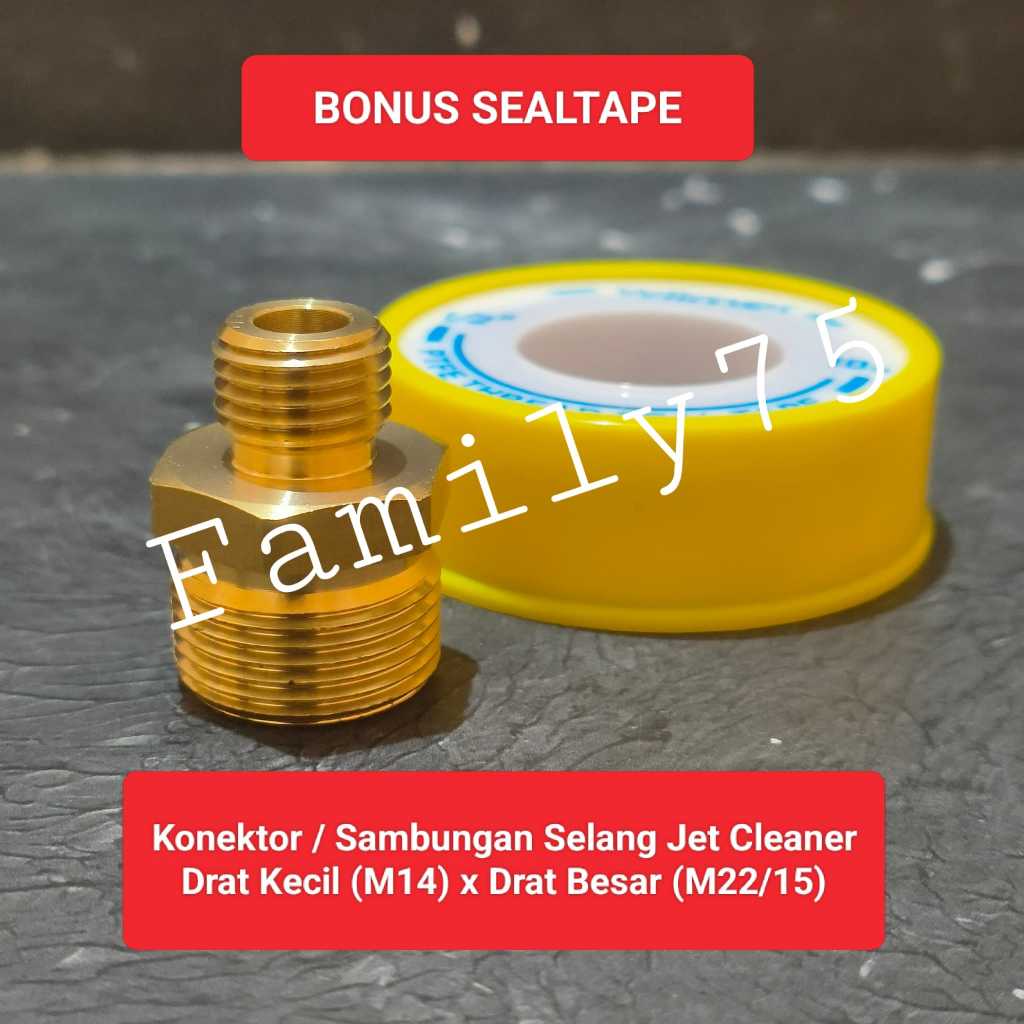Konektor sambungan selang jet cleaner Drat kecil m14 x Drat Besar M22 selang mesin steam cuci motor 