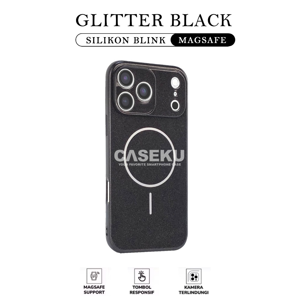 Caseku Case Magsafe Black Glitter Magnetic case Infinix Hot 40 Infinix Hot 40 ProInfinix Hot 40I Inf