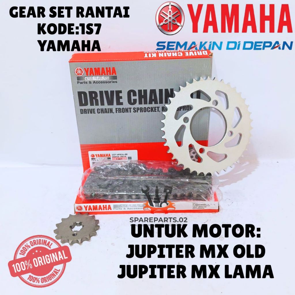 GEAR SET RANTAI ORIGINAL YAMAHA KODE 1S7, GEAR SET RANTAI JUPITER MX OLD, JUPITER MX LAMA