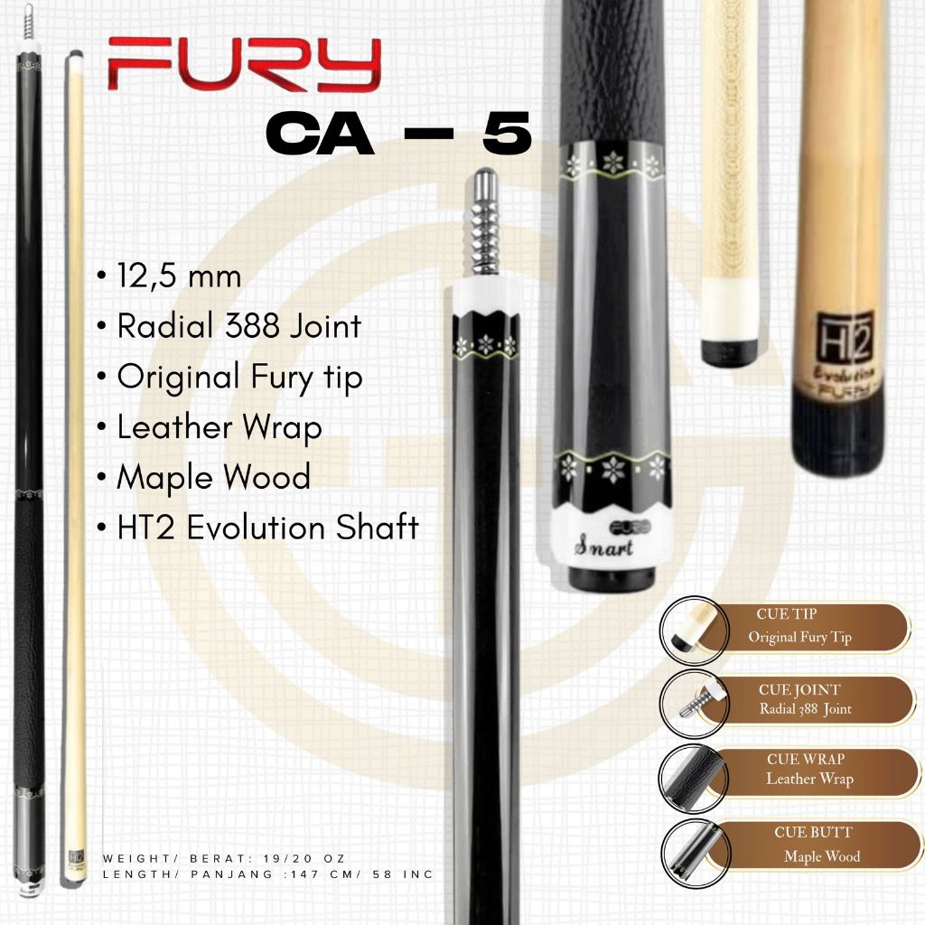 Fury CA-5  HT2 Evolution Maple  Shaft New - Stick Billiard Play