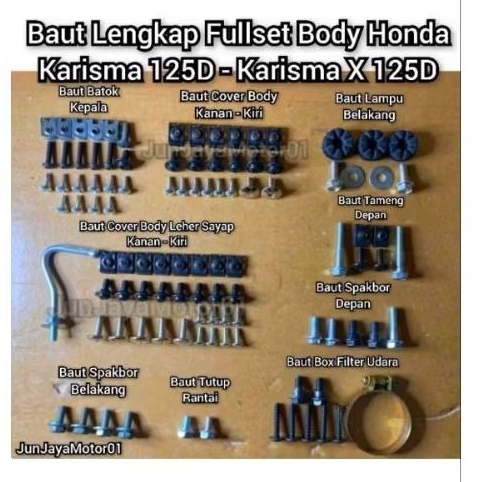 Baut lengkap full body motor Karisma 125D dan karisma X 125D