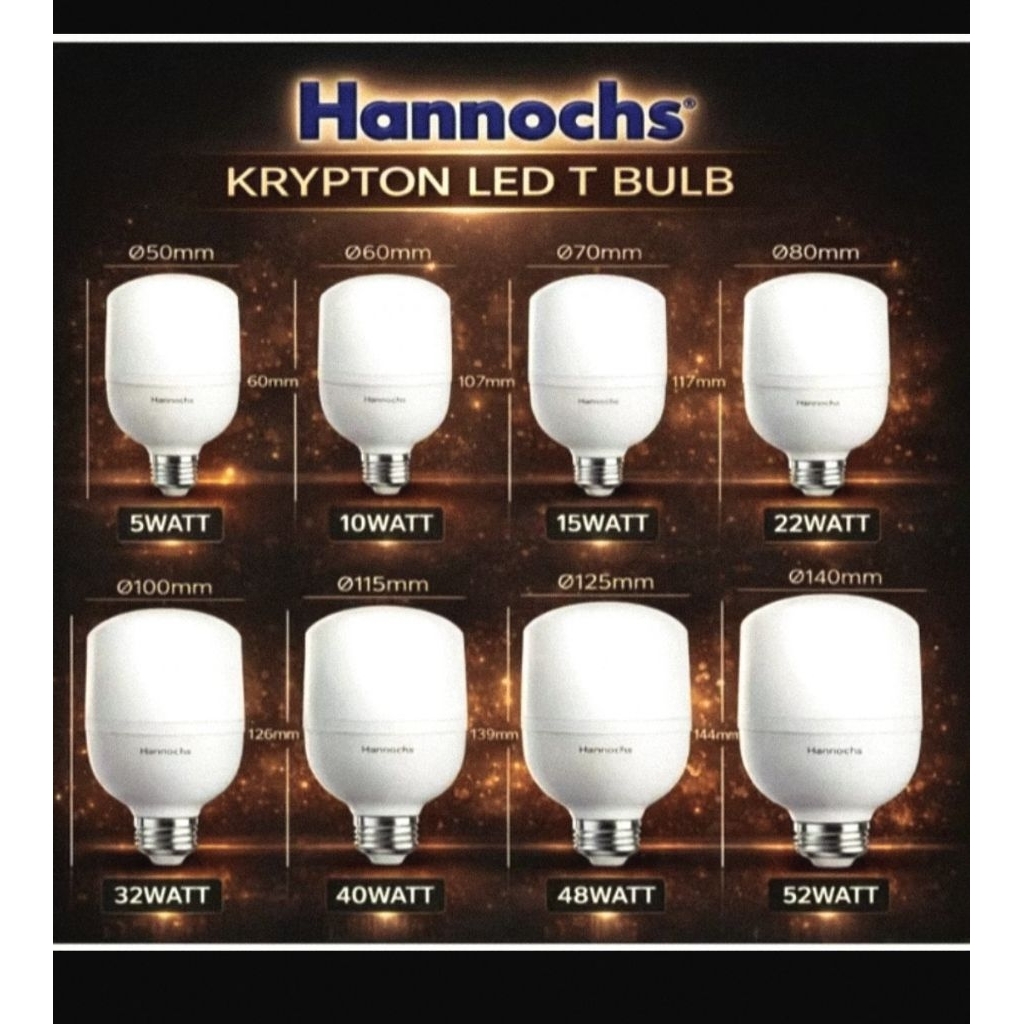 Hannochs Lampu LED Krypton T Bulb Bohlam Hannochs Baru 2026