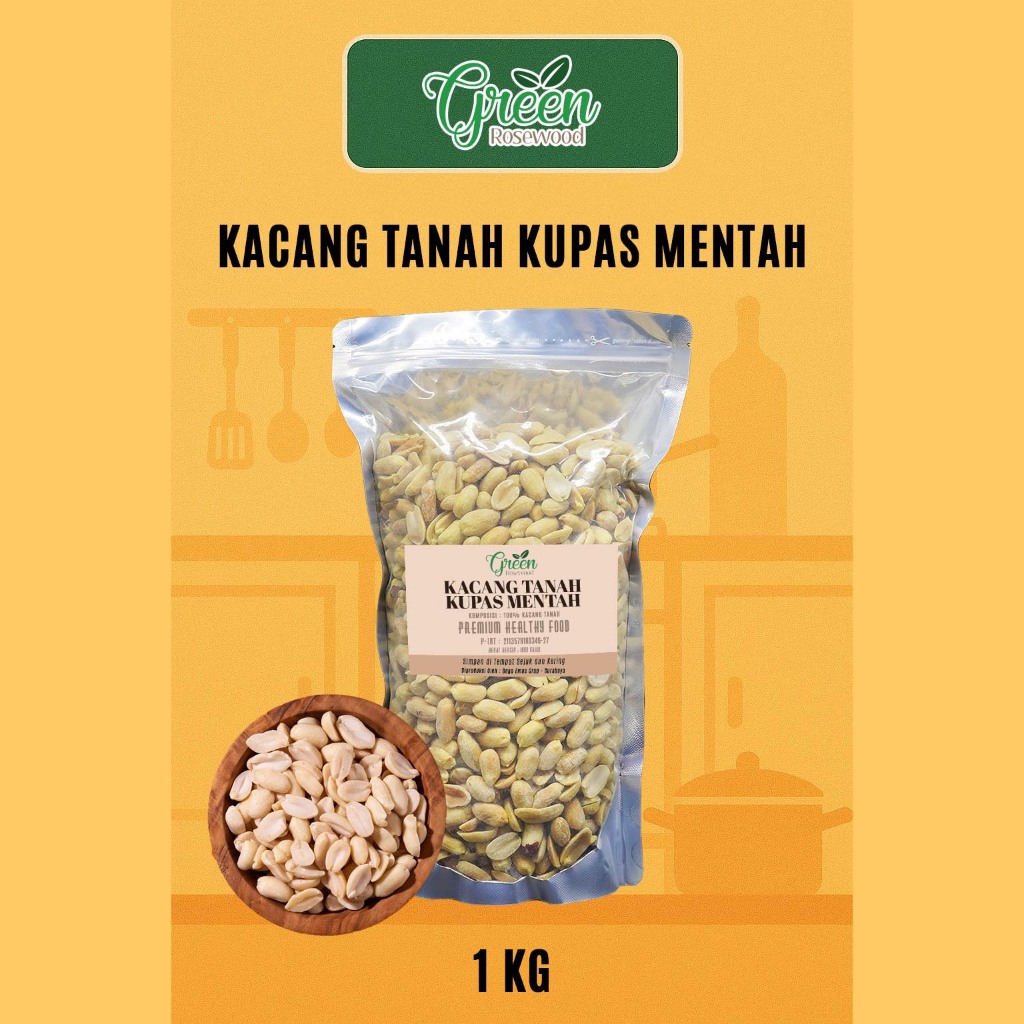 1 KG KACANG TANAH KUPAS MENTAH JUMBO / KACANG TANAH KUPAS MENTAH BESAR SIZE 25/29