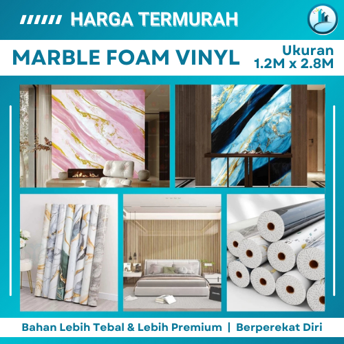 Wallpaper Dinding 3D Dekorasi Dinding Rumah Wallfoam Marble Foam Vinyl Motif Marmer Roll Anti Lembab
