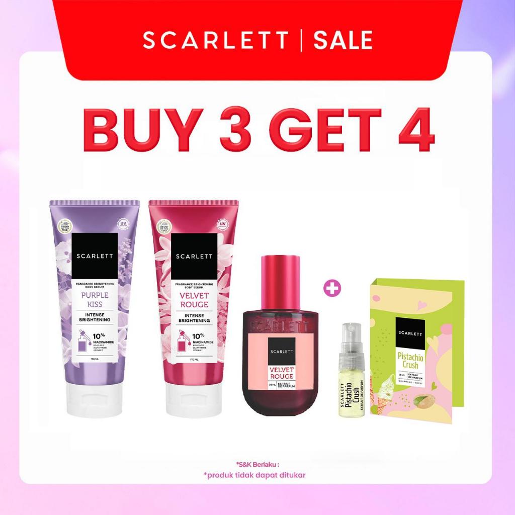 BUY 3 GET 4 SCARLETT Fragrance Brightening Body Serum 170ml + Extrait De Parfum 30ml FREE 1pcs Rando