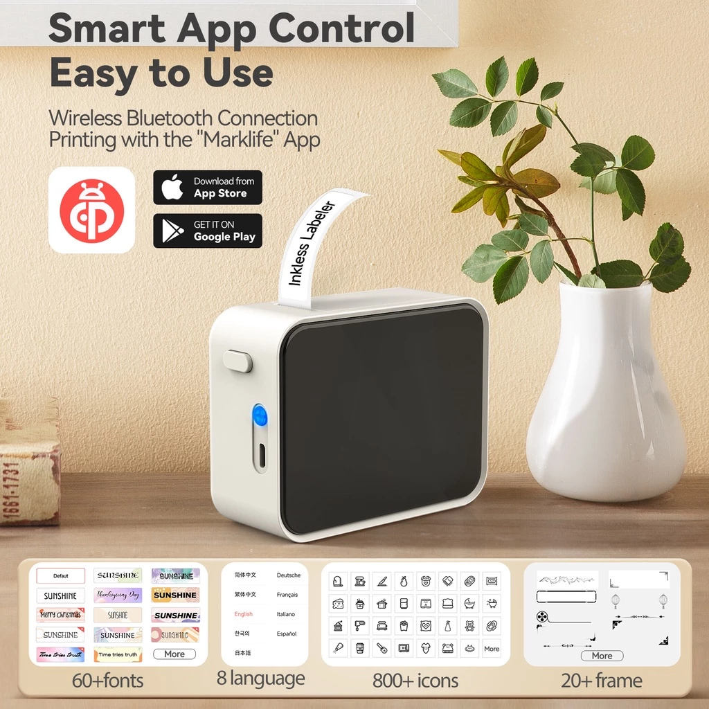 MARKLIFE Thermal Label Printer P15 Bluetooth Label Sticker Printer Label Maker Mini Portable Printer