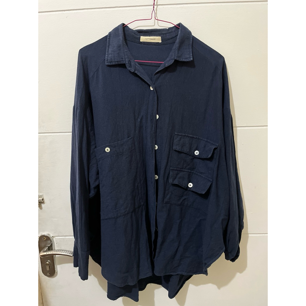 PL 10 - Kemeja linen cottonary Navy