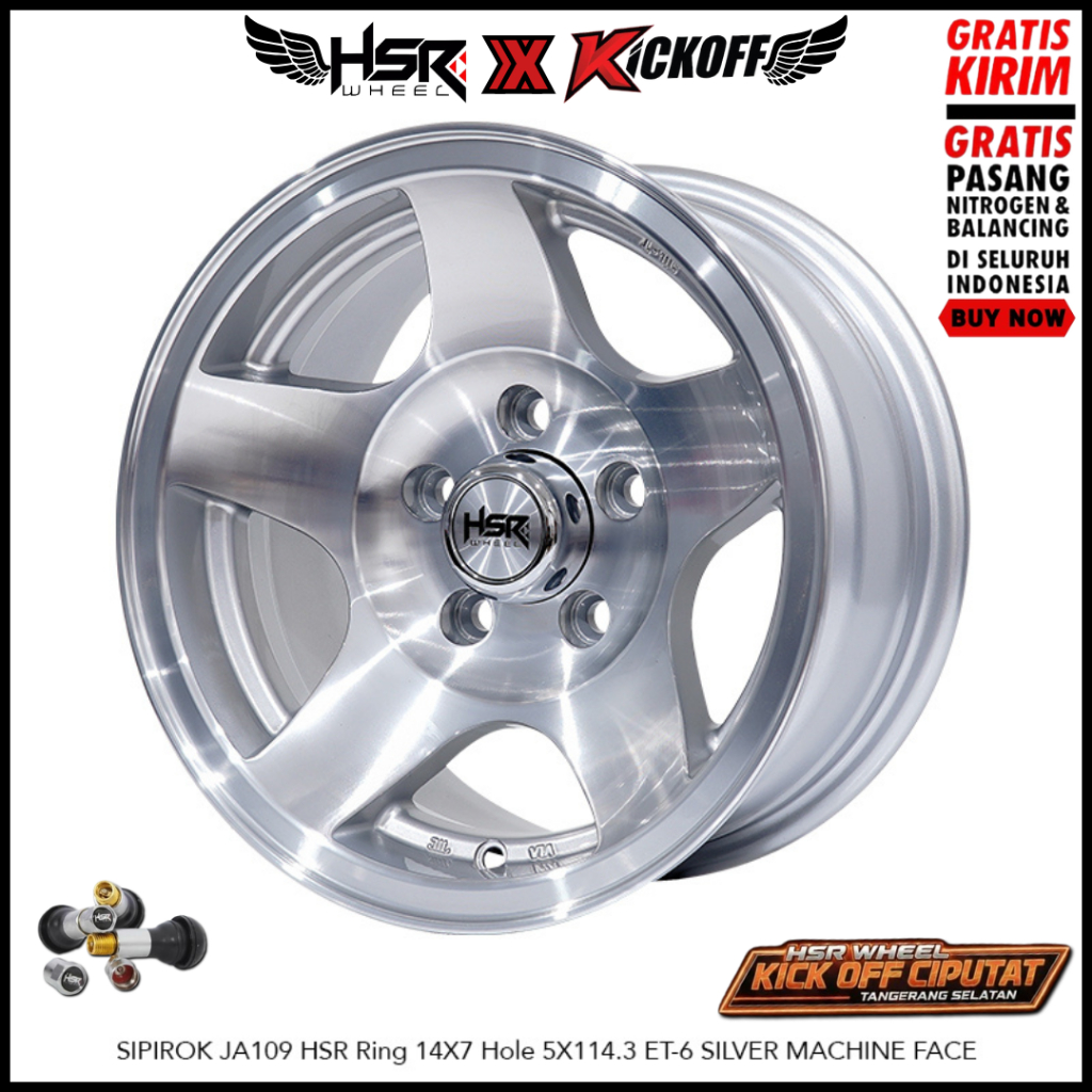 Velg Racing R14X7 HSR SIPIROK JA109 H5X114,3 ET-6 SMF Buat Gran Max,Luxio,L300,Kuda,Kijang lawas dll