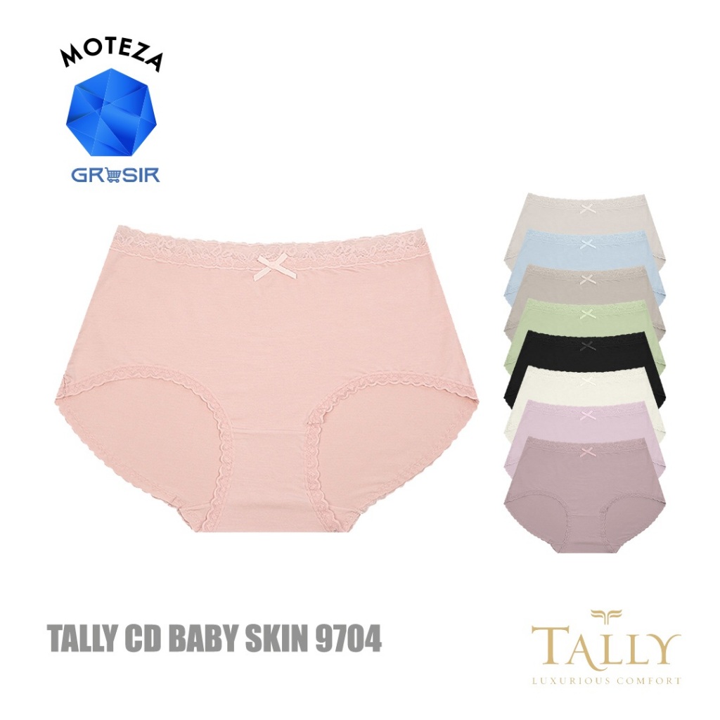 Grosir [6 pcs] [12 pcs] Tally 9704 ; 9705 CD Celana Dalam Wanita Baby Skin | Highwaist | Stretch | F