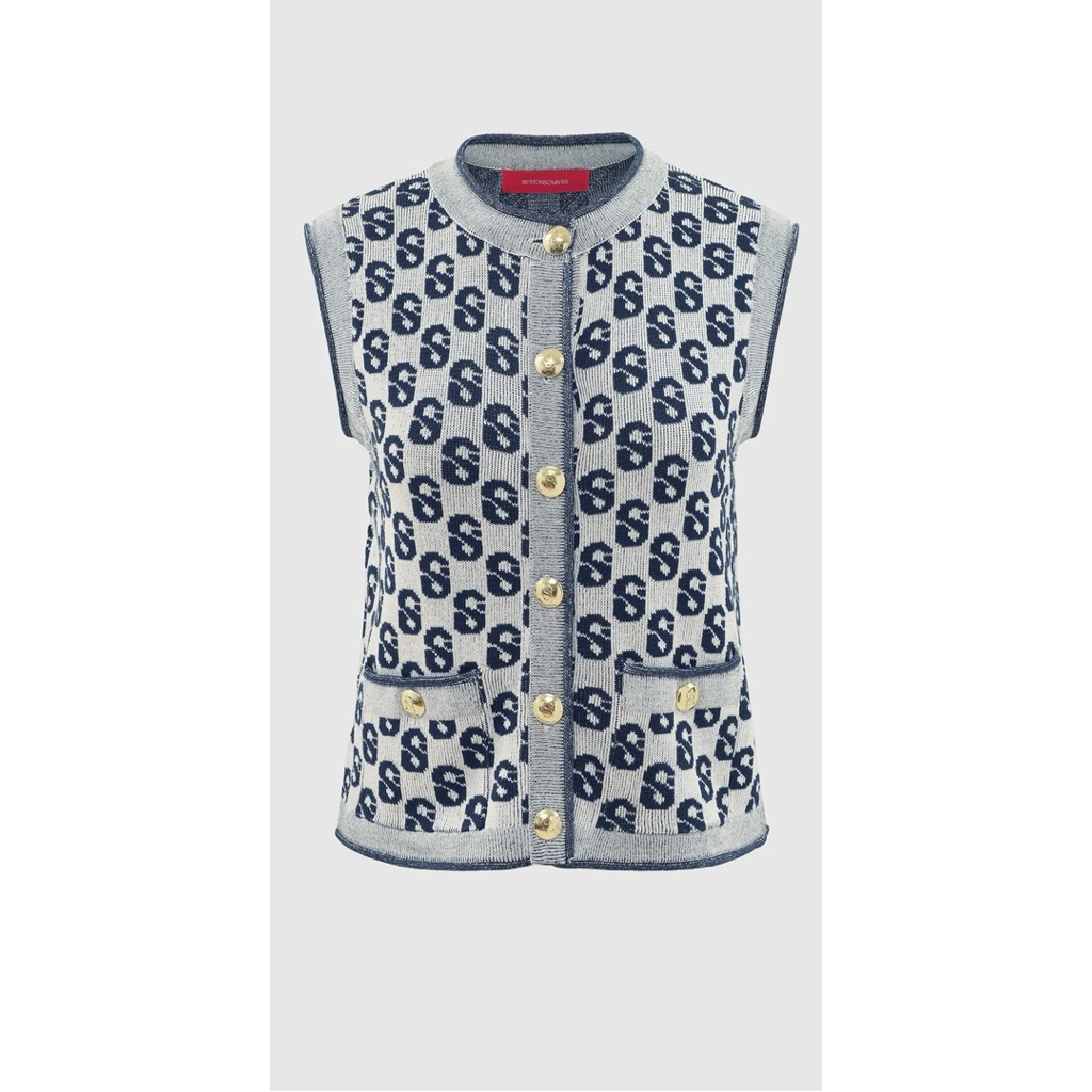 Monogram Vest - White Buttonscarves L/XL
