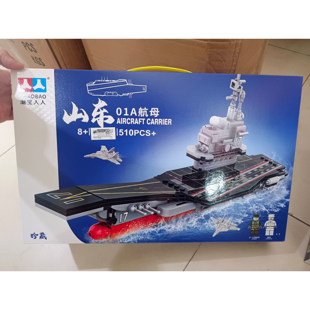Bricks Chaobao Kapal Perang Warship Kapal Induk Aircraft Carrier Block