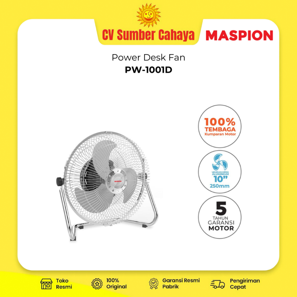 Maspion Power Desk Fan Kipas Angin Meja 10 Inch PW-1001D PW 1001 D