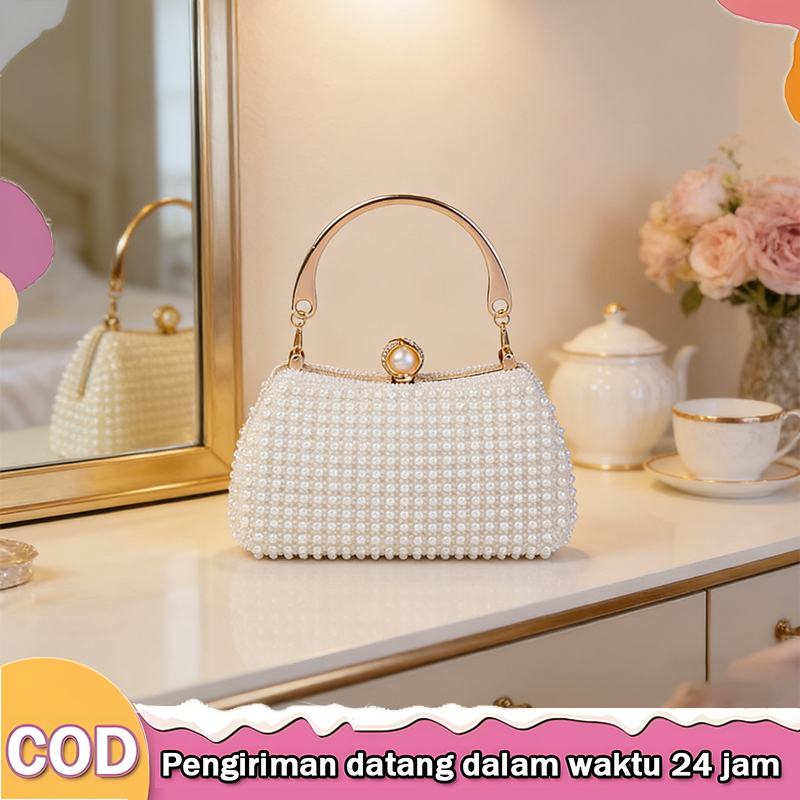 Tas Pesta Kondangan Wanita Dompet Pesta Mewah Mutiara Import Branded Premium Pengantin