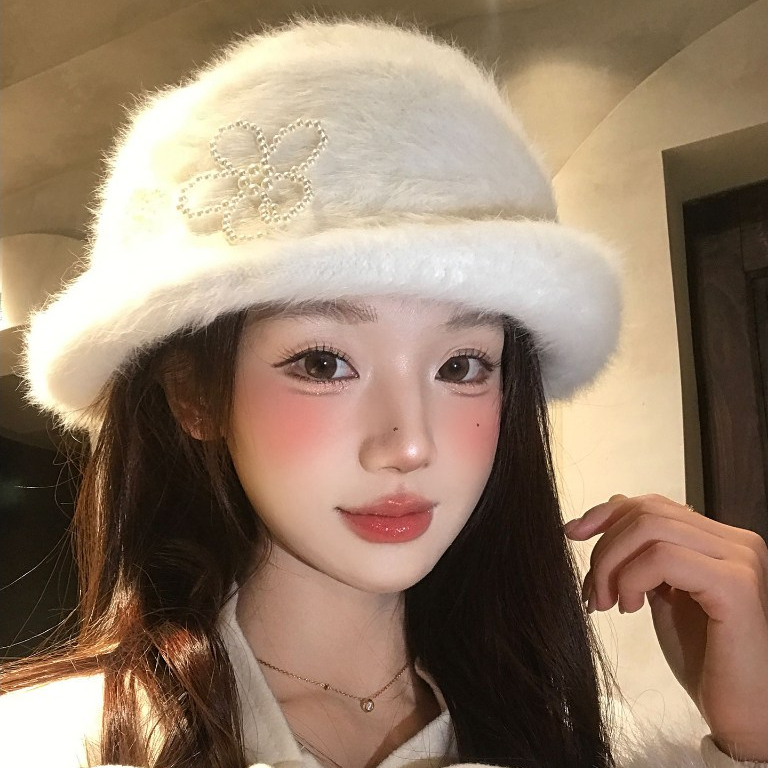 Topi Baret Wanita — Koleksi Mutiara, Camellia, Lace, Rose & Letter (Putih / Hitam) | Fashion Korea