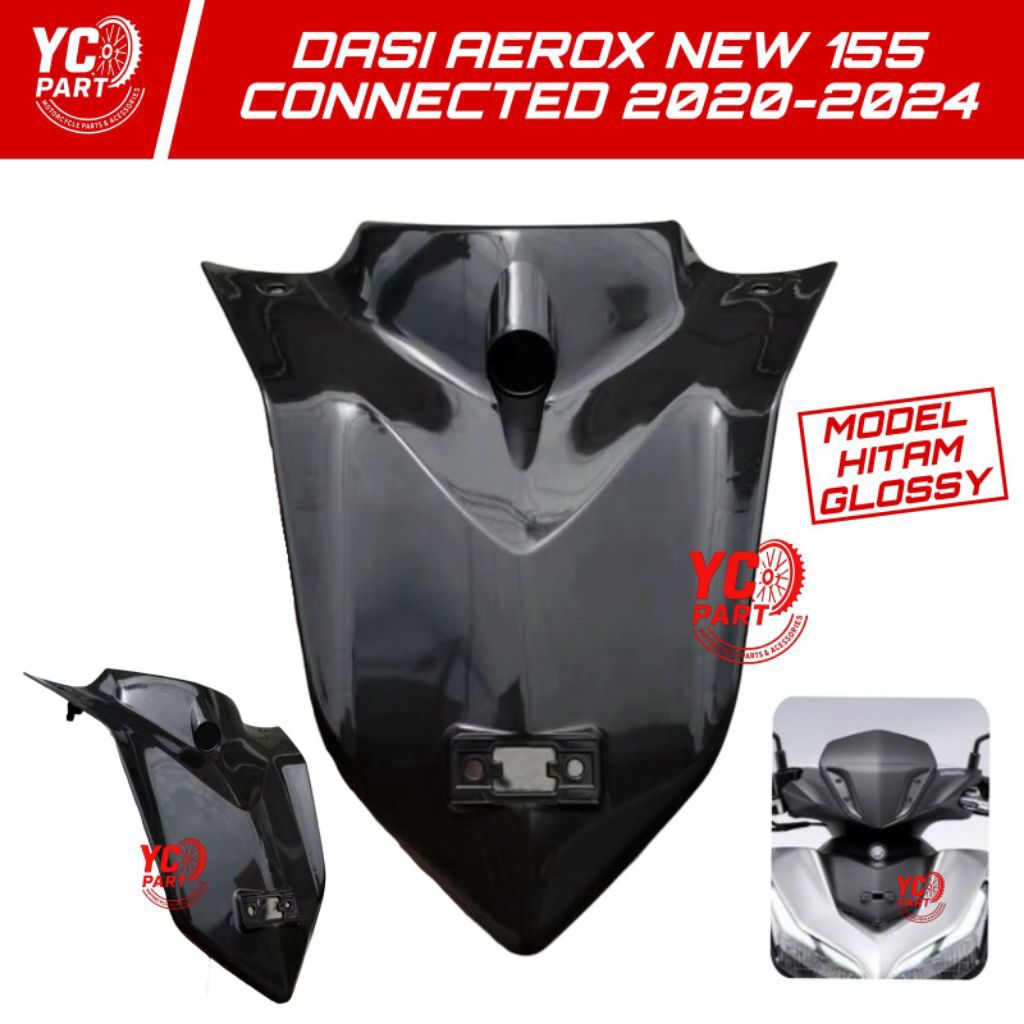 COD Cover Tameng Body Dasi Aerox New 155 Connected 2020-2024 Hitam GLOSSY Cover Front Top Aerox 155 