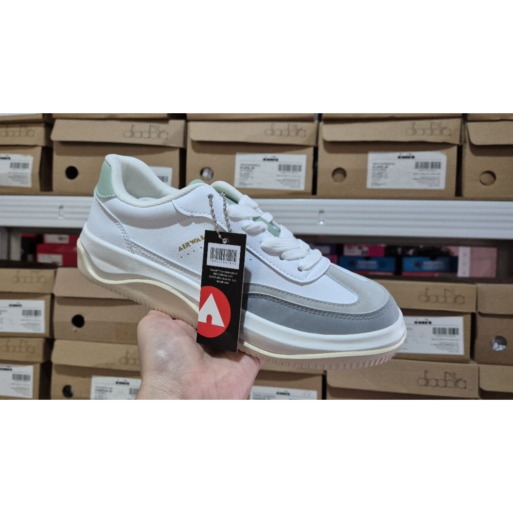 Airwalk Women Dusk White/Green Original Sepatu Sneakers Perempuan| Women's Sneakers Original