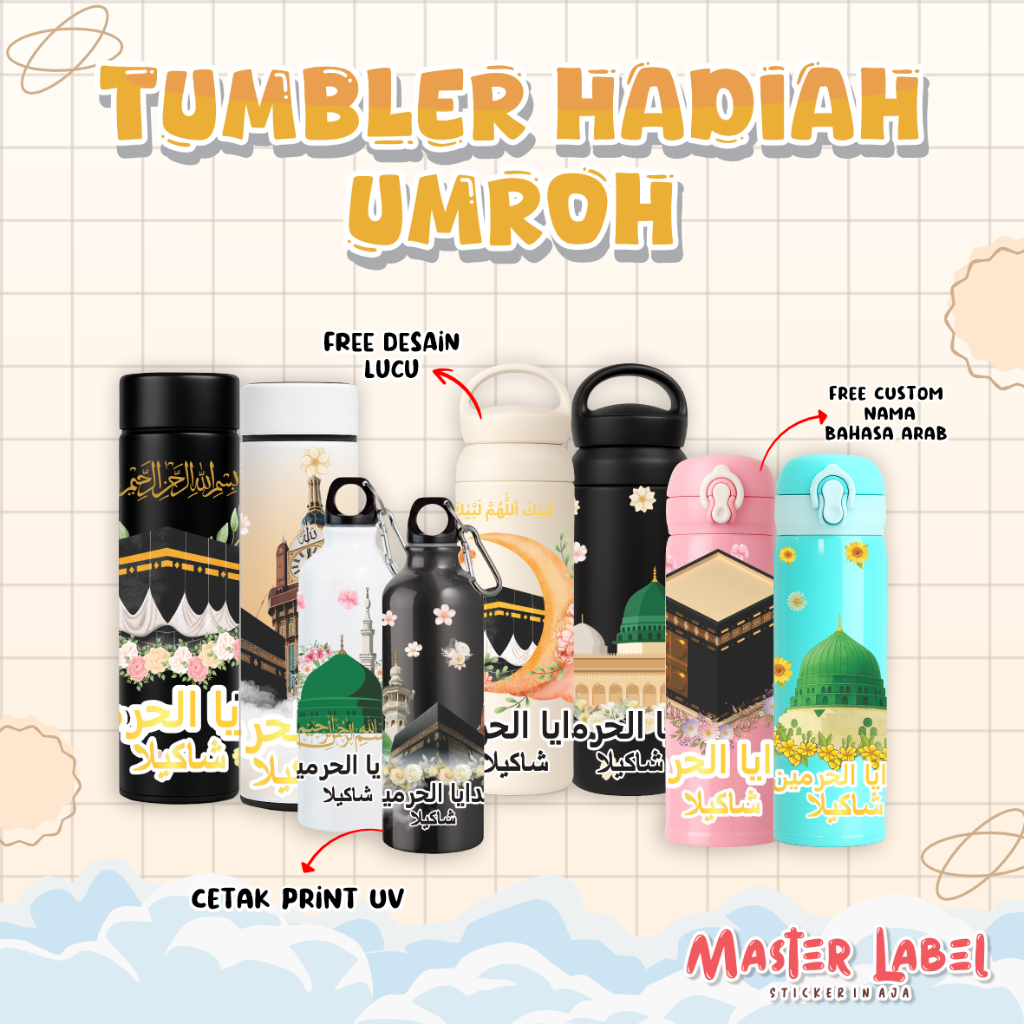 Tumbler Custom Nama umroh Series Aesthetic - Botol Minum Kado Unik Souvenir Unik