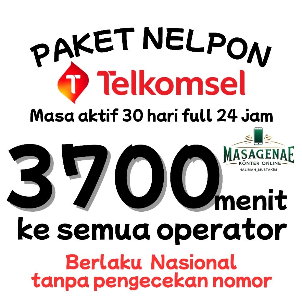 Paket nelpon (TM) Telkomsel All Operator 30 hari berlaku Nasional full 24 jam | telpon murah nelpon 