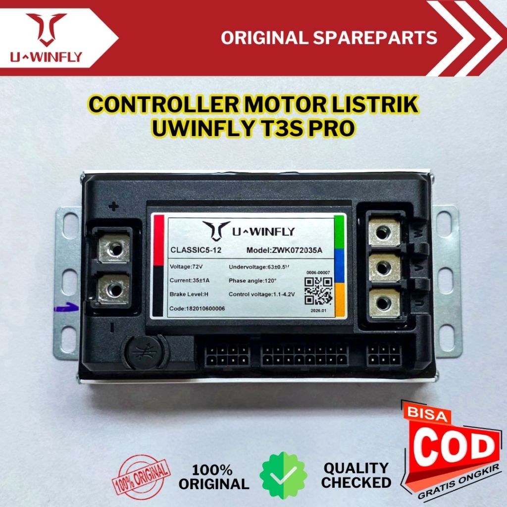 Controller Sepeda Motor Listrik Uwinfly T3S Pro Model ZWK072035A Original Uwinfly