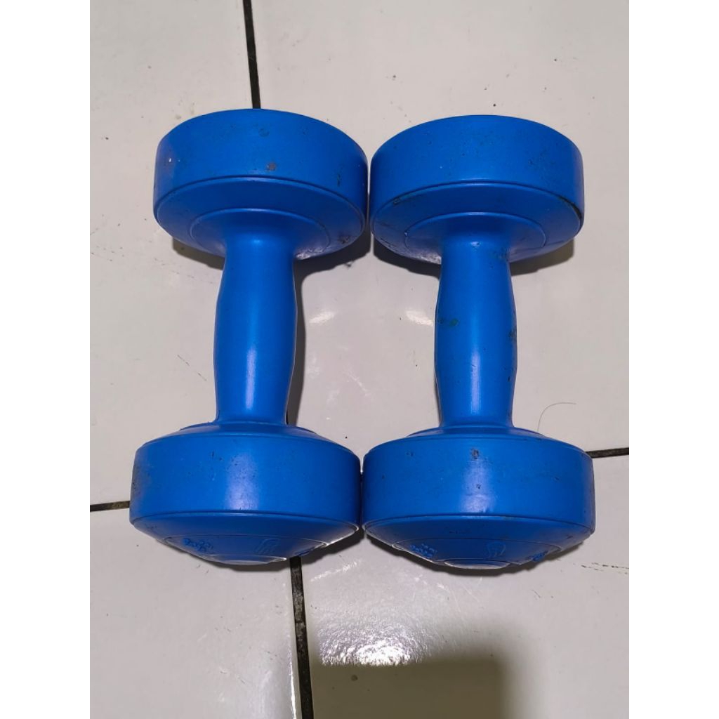 [SECOND] BARBEL WINSTAR BIRU SUDAH BERISI SIAP PAKAI DUMBBELL DUMBEL PLASTIK 2 KG [1 PCS]