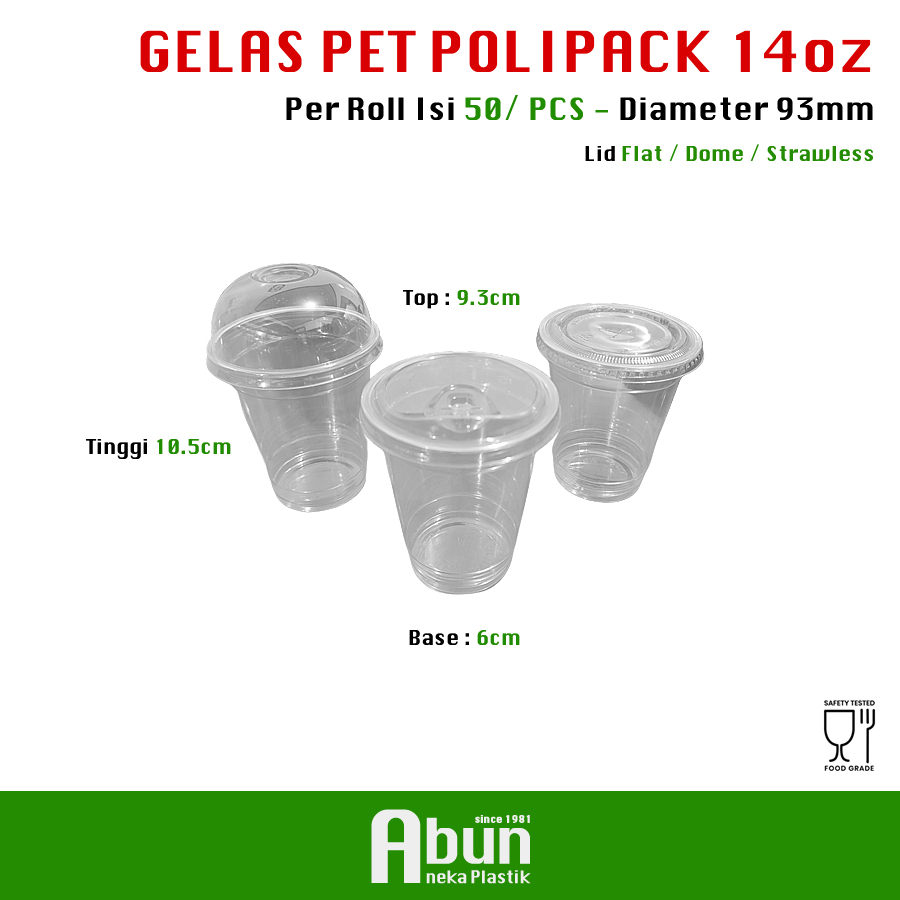 Gelas PET Polipack 14oz @50pcs