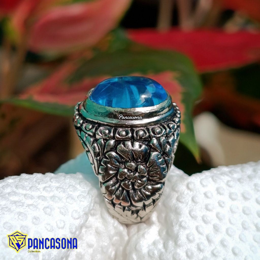 CINCIN BATU AKIK BLUE AQUAMARINE SUPER CRYSTAL