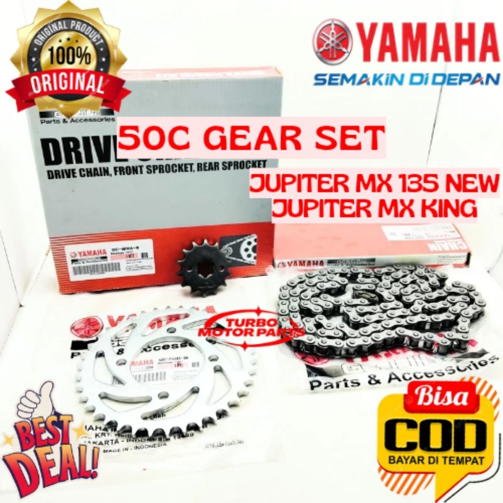 GEAR SET ORIGINAL YAMAHA KODE 50C, GEAR SET JUPITER MX 135 NEW, GEAR SET JUPITER MX KING
