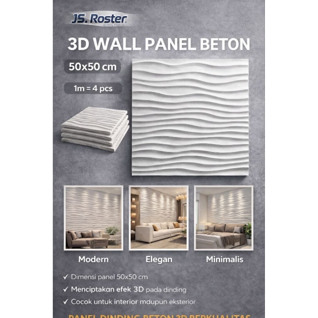 Wallpanel Beton 3D Modern | Panel Dinding Beton Dekoratif Interior3D| Wall Panel Beton | Panel Dindi
