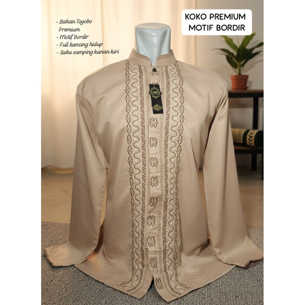 BAJU KOKO PRIA DEWASA LENGAN PANJANG PREMIUM BAJU MUSLIM BAGUS BORDIR BAJU KOKO TERLARIS GROSIR ECER