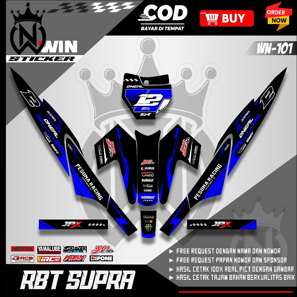 Decal RBT Supra x 125 Old Lama Papan KTM Body Supra Custom Desain Racing WN-101