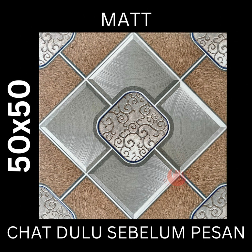 KERAMIK 40x40 ENDERSON BROWN / KERAMIK LANTAI / KERAMIK KASAR / MOTIF BUNGA