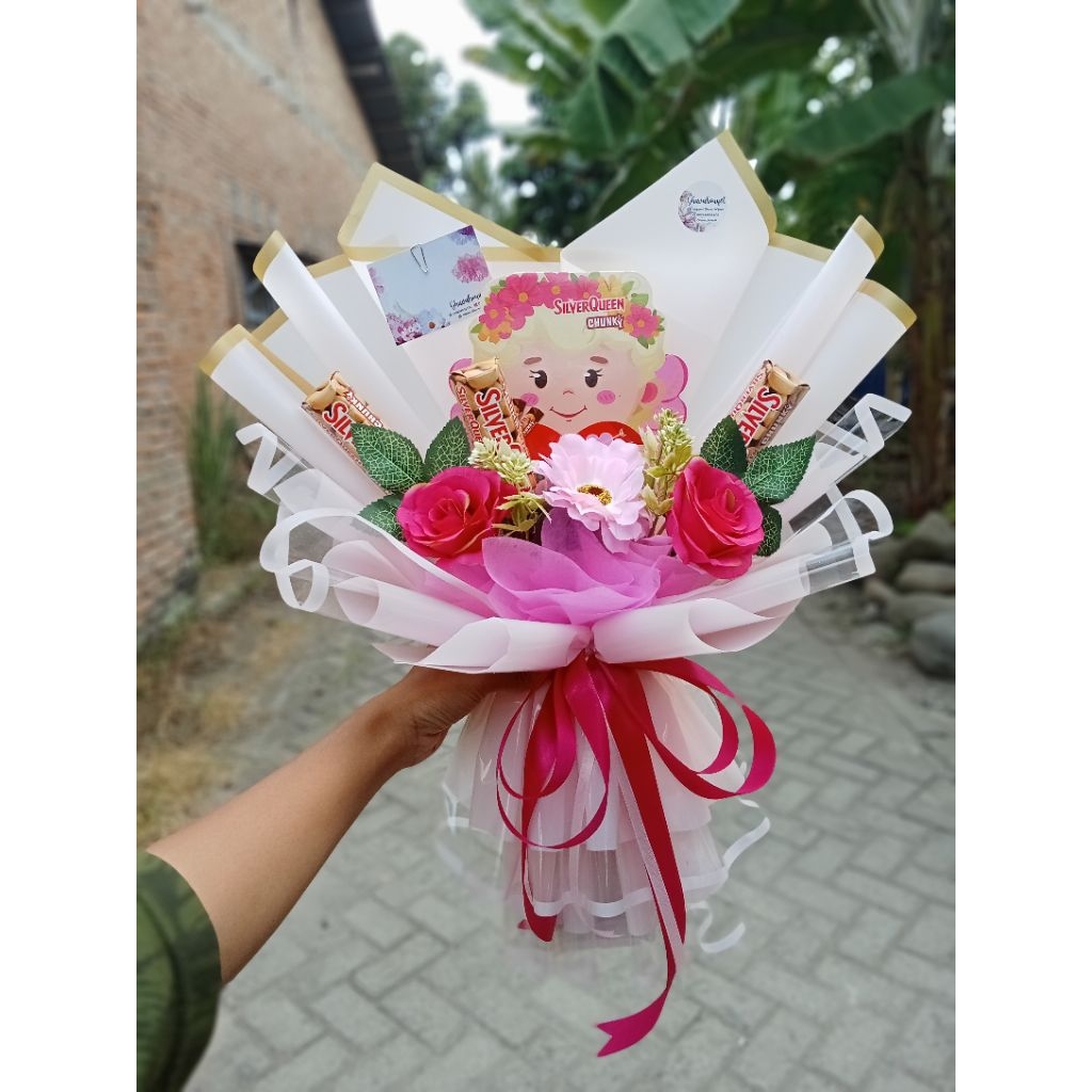 buket Silverqueen beruang/ buket Silverqueen cupid love/ bouqet valentine