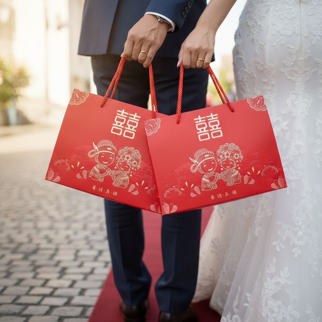 Hampers Premium Kualitas Tinggi Kotak Kue Sangjit Hantaran Lamaran Ukuran 25x19x12 Merah Gliterakan 