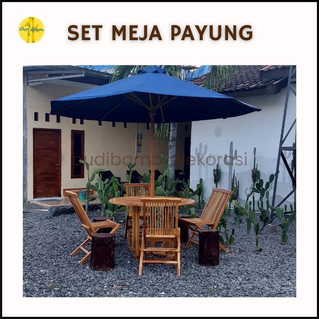 Meja Payung Set/Meja Kursi Set Payung/Meja Set Taman/Meja Set Kafe/Meja Set Resto/Meja Kursi Payung 