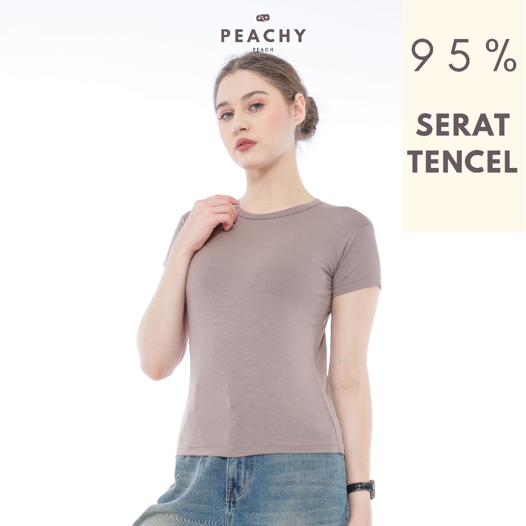 Peachy Peach - Tencel Fitted T-Shirt MOCCA