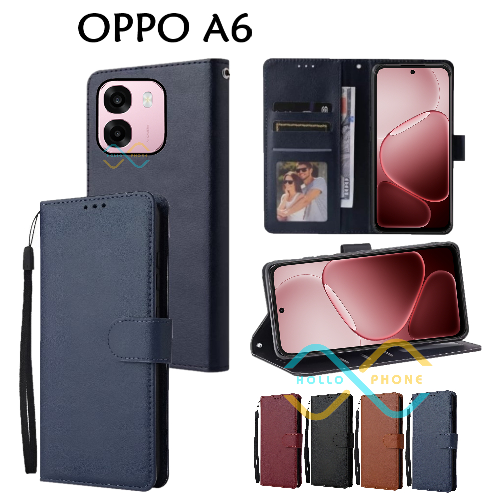 Flip Case Oppo A6 Dompet Wallet Leather Case Premium Casing Hp Oppo A6