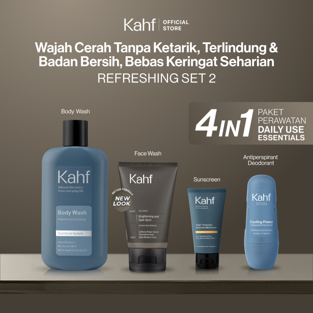 [NEW LOOK BETTER FORMULA KAHF BUNDLE 4IN1 PAKET PERAWATAN DAILY USE ESSENTIALS : WAJAH CERAH TANPA K