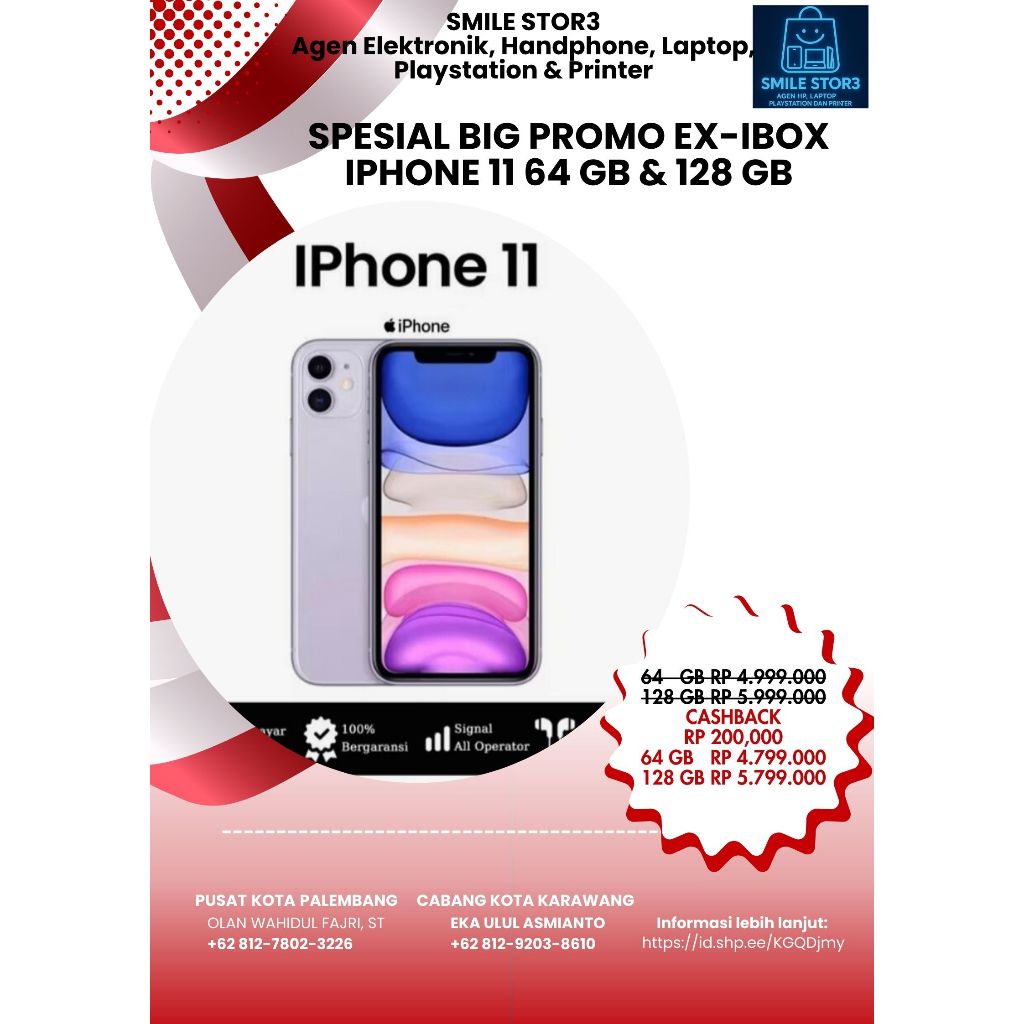 Second Original Like 100% New EX-IBOX Iphone 11 64 GB & 128 GB