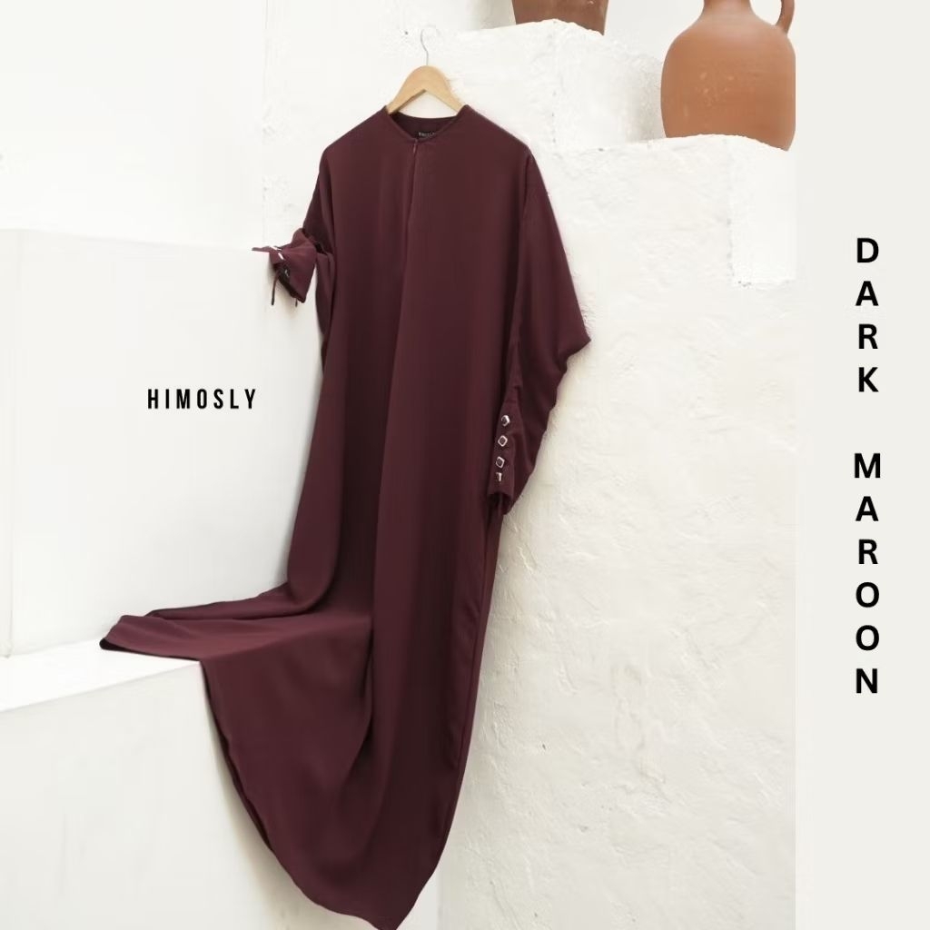 Preloved Yora Abaya | by Himosly Dark Maroon size S (Insyaallah VVGC)