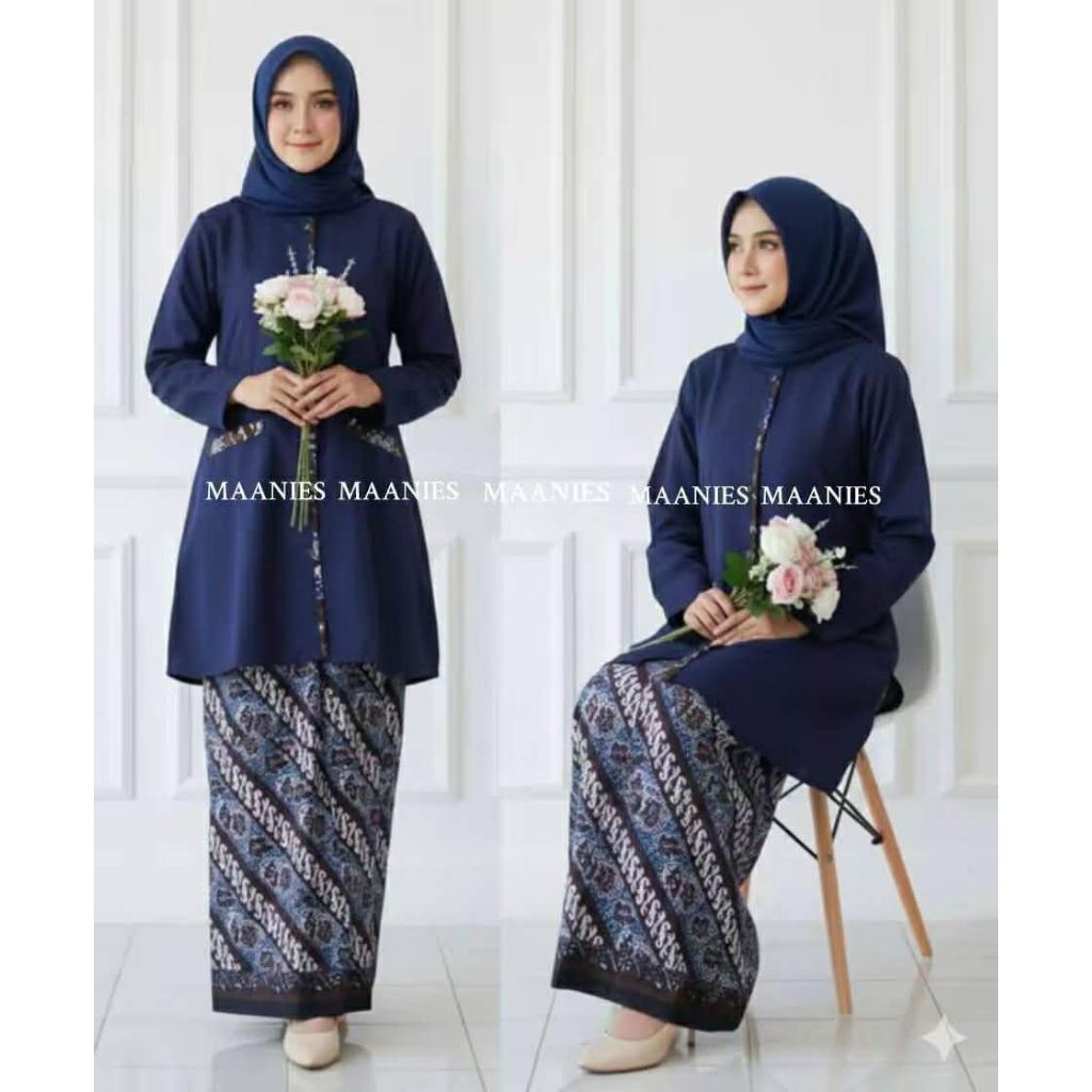 PAKET HEMAT SETELAN TUNIK SANTRI KOMBINASI BATIK - SETELAN SANTRI PUTRI SARUNG TUNIK JILBAB