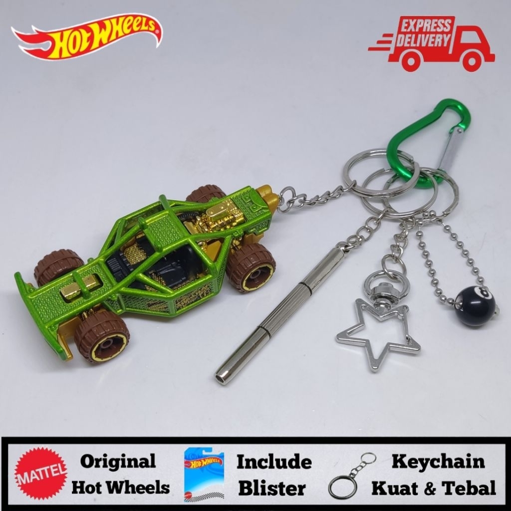 Gantungan Kunci/Keychain Hot Wheels Roll Cage Hijau Include Card Blister - KEYCHAIN