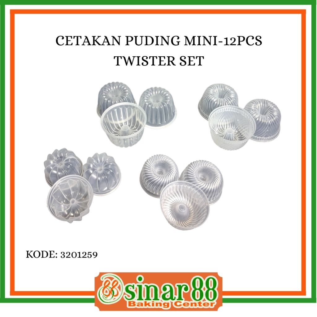 CETAKAN PUDING MINI TWISTER SET -12 BUAH