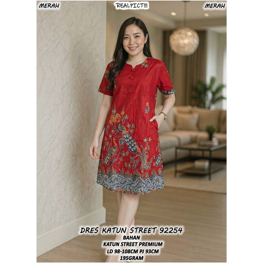 dress batik/dress katun batik/dress kekinian~92254