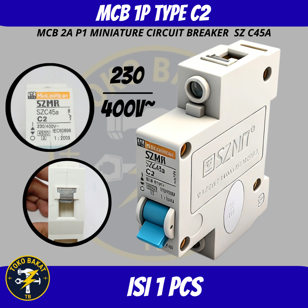 MCB SZMR 2A miniature circuit breaker SZMR 2A pemutus arus listrik MCB SZMR 2A SNI / Pengamana Arus 