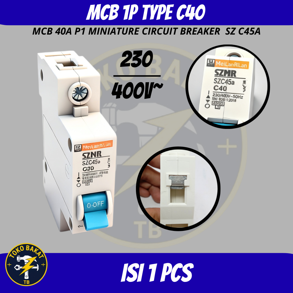 MCB SZMR 40A Pemutus Arus Listrik SZMR 40A Miniature Circuit Breaker MCB SZMR 40A SNI / Pengamana Ar