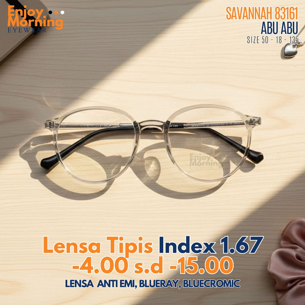 Kacamata Minus Wanita Lensa Tipis -4 sd -15 Silinder -2 Hi Index 1.67 Anti Radiasi Blueray Photocrom